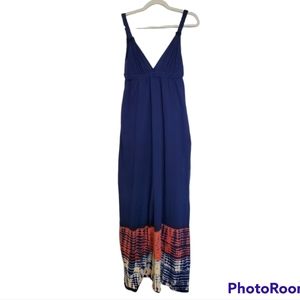 Gypsy 05 Blue Tie Dye Maxi Dress with Braided Straps and detailing size XS